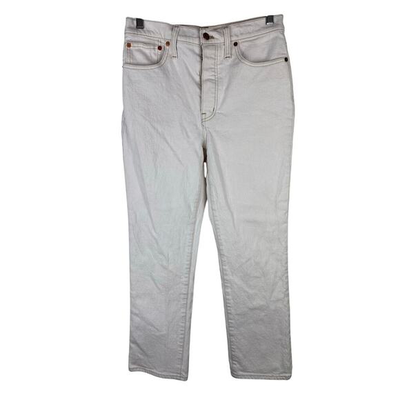 Madewell Women's 28 White Button Fly Slim Demi Boot Denim Jeans - Picture 1 of 9